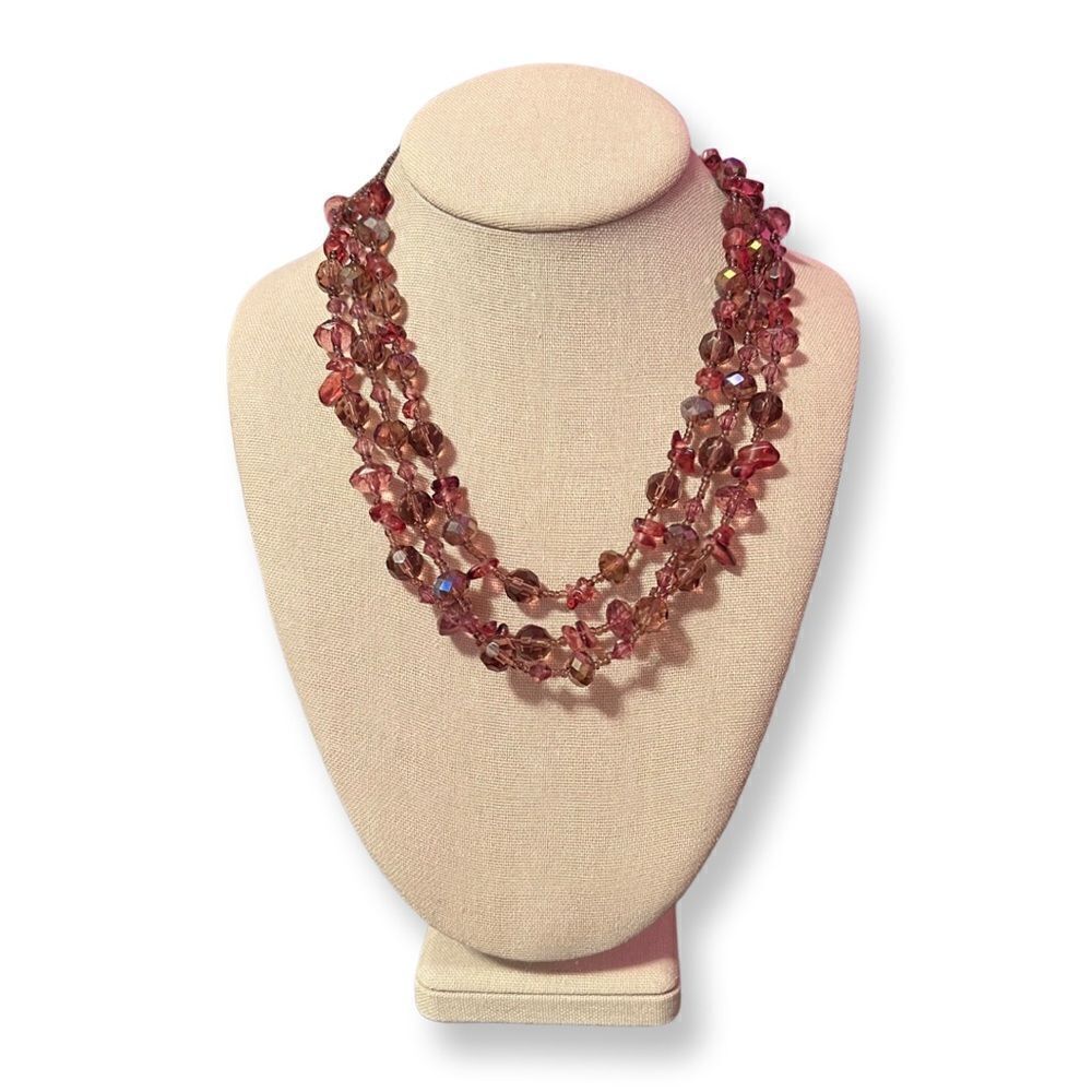 NWOT Triple Layer Amethyst Beaded Necklace